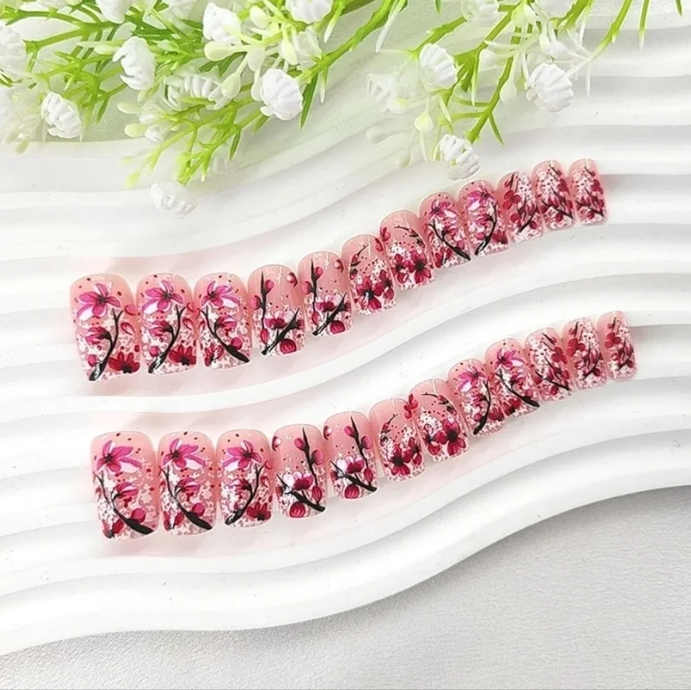 CHERRY BLOSSOM  💅24 NAILS Glue ON  or Tabs PRESS ON FULL KIT❗️_7
